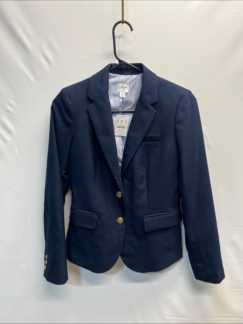 J.Crew Factory Schoolboy Blazer Womens 00 Navy Gold Buttons NWT AZ565